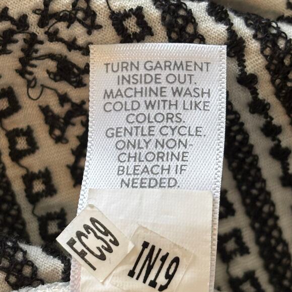 J. Jill Women's Small Ivory Black Embroidered Boho Bell Sleeve Tunic Top Shirt - Picture 5 of 11